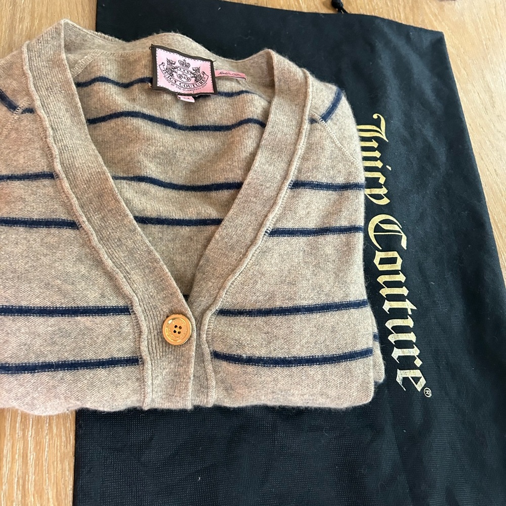 Juicy Coutour Vintage Cashmere Gold Button Cardigan Cozy Sweater